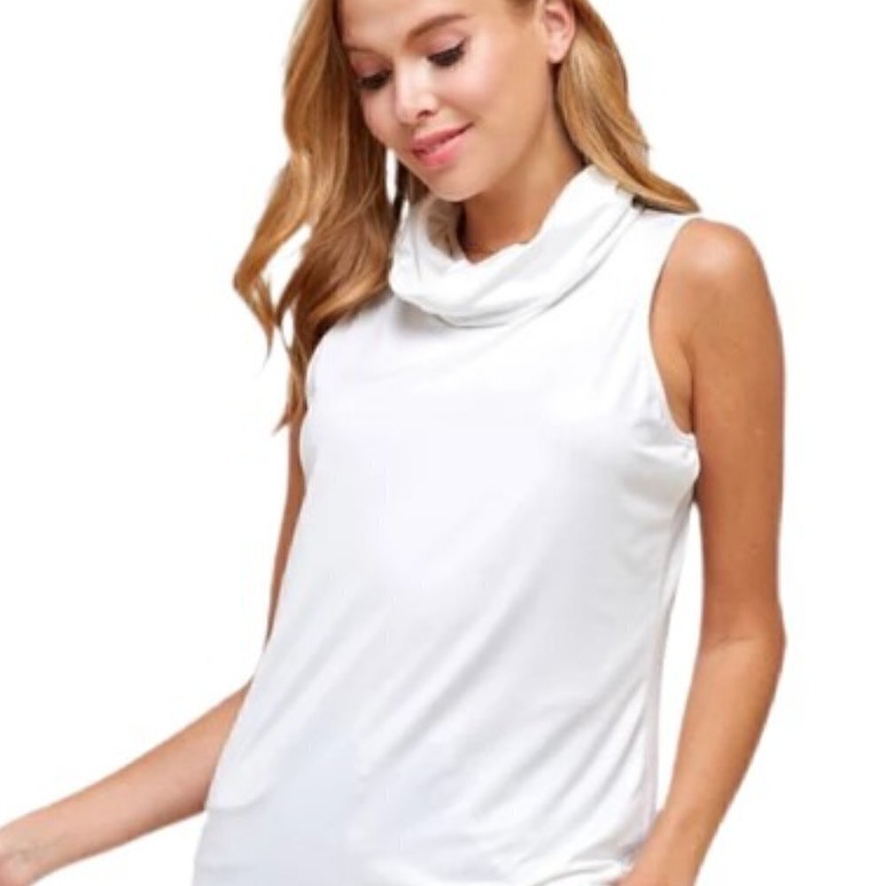 NWT Chaps Classic White Sleeveless Cowl Neck Blouse M